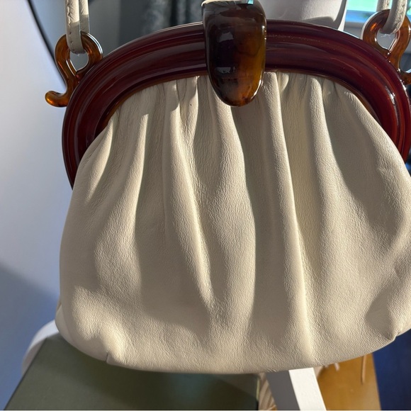 Ande Mid-Century Cream Leather and Lucite Tortoise Shell Bag - Picture 8 of 8